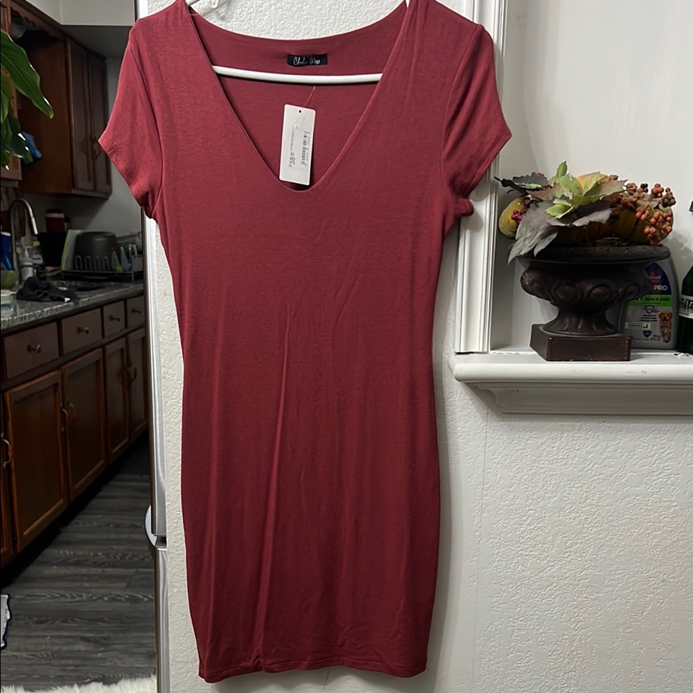 Women's V-Neck Top in Red by H&M